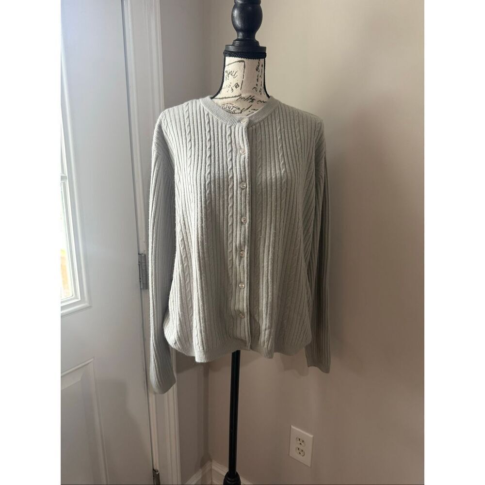 Vintage Casual Corner Annex Women's Ribbed Button Front Cardigan Gray Size Large